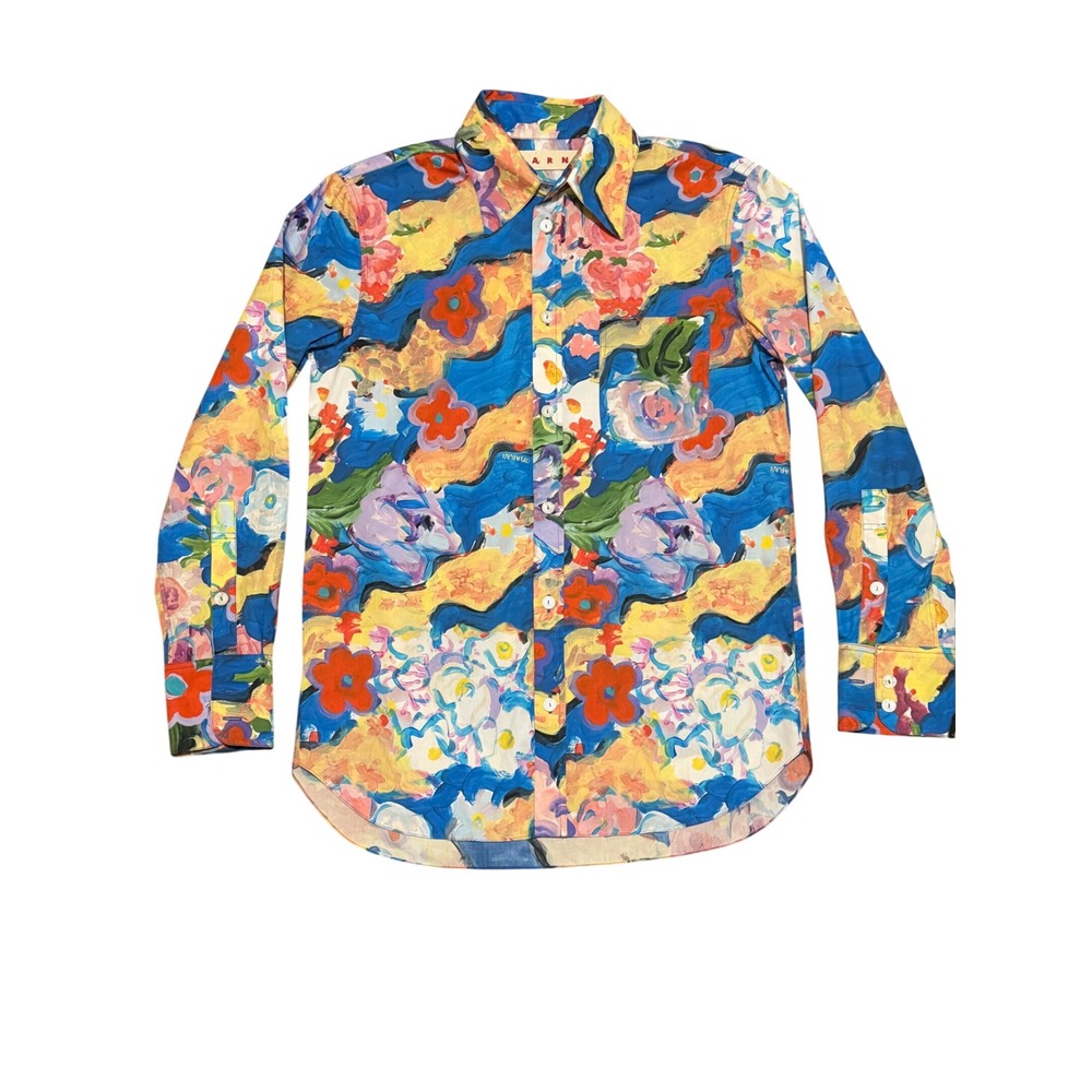 Marni x Flaminia Veronesi Floral Print Button Down Shirt Multi Color Size 38